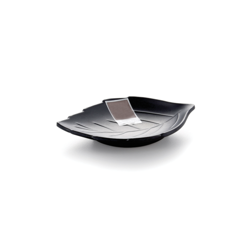 4.5" Matte Black Leaf Shape Sauce Plate