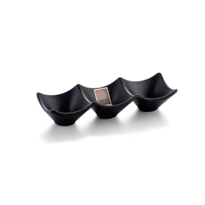 Matte Black Three Grid Sauce Dish