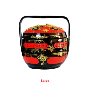 Oriental Sculpture Wedding Style Lacquered Bamboo Basket (Large)