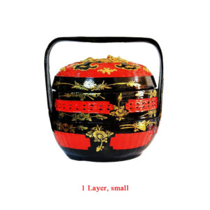 Oriental Sculpture Wedding Style Lacquered Bamboo Basket (1 Layer, Small)