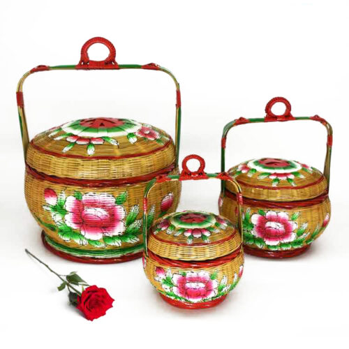 Oriental Wedding Style Lacquered Bamboo Basket (Large, Medium, Small)