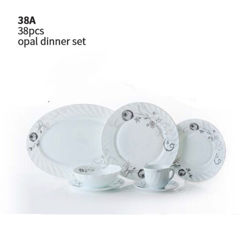 38pcs Opal Ceramic Porcelain Dinnerware Set