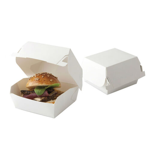 Plain White Disposable Paper Burger Box