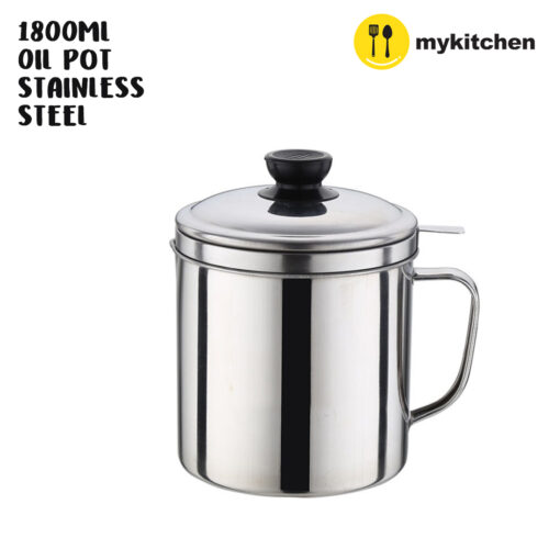 1800ml Stainless Steel Filter Seperate Oil Storage Pot Kitchen Tools Filter container Pot Filtering Net Hot Cooking Oil Reuse pot