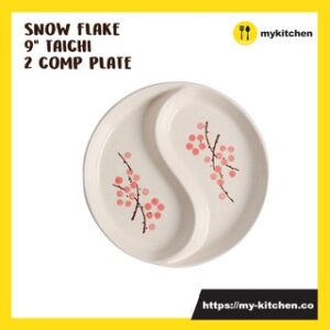 9" Snow Flake Porcelain Round Taichi Dinner Plate