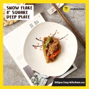 8" Snow Flake Porcelain Square Deep Plate