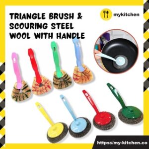 Triangle Brush and Scouring Steel Wool with Handle